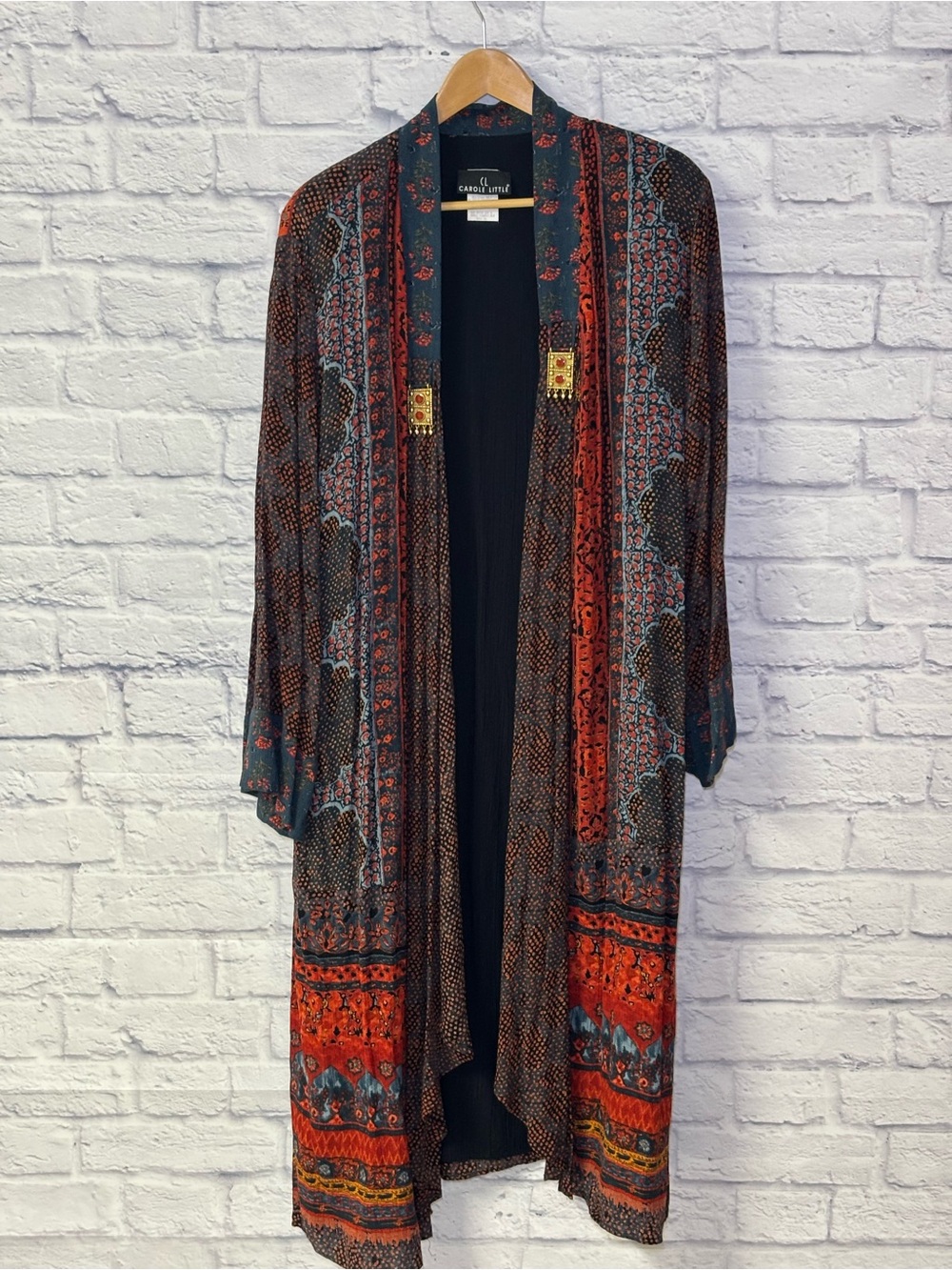 Carole Little Lagon Look Duster Cover  Mixed Media Print Boho Size 16 Vintage